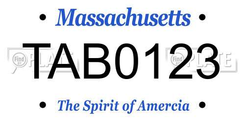 TAB0123 Massachusetts License Plate