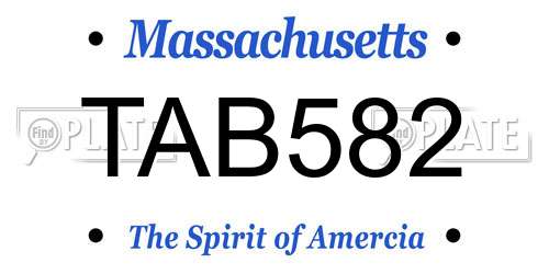 TAB582 Massachusetts License Plate