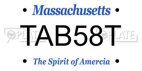 TAB58T Massachusetts License Plate