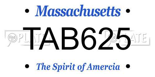 TAB625 Massachusetts License Plate