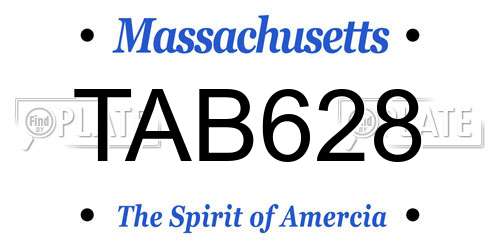 TAB628 Massachusetts License Plate