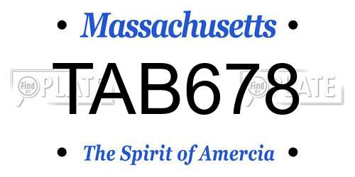 TAB678 Massachusetts License Plate