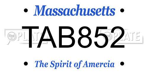TAB852 Massachusetts License Plate