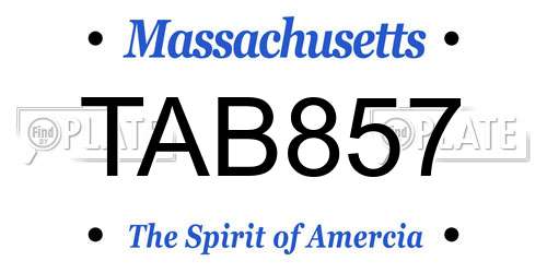 TAB857 Massachusetts License Plate