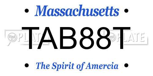 TAB88T Massachusetts License Plate