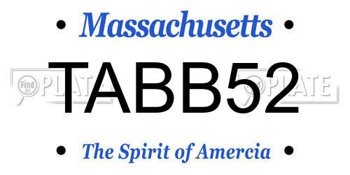 TABB52 Massachusetts License Plate