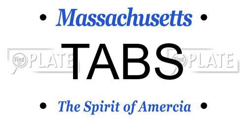TABS Massachusetts License Plate