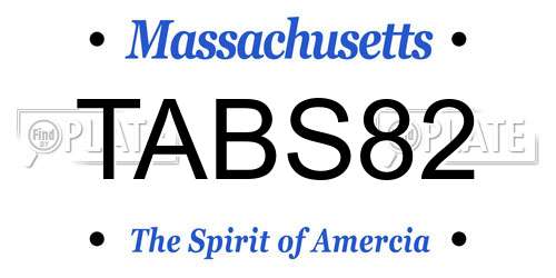 TABS82 Massachusetts License Plate
