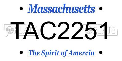 TAC2251 Massachusetts License Plate