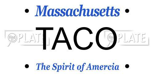 TACO Massachusetts License Plate