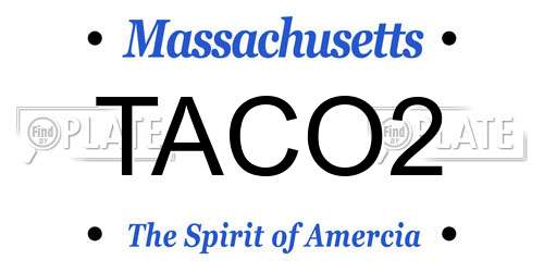 TACO2 Massachusetts License Plate