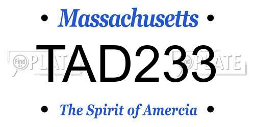 TAD233 Massachusetts License Plate