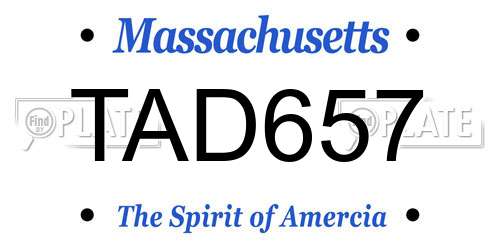 TAD657 Massachusetts License Plate