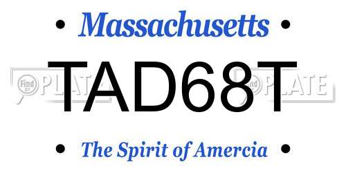 TAD68T Massachusetts License Plate