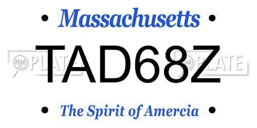 TAD68Z Massachusetts License Plate