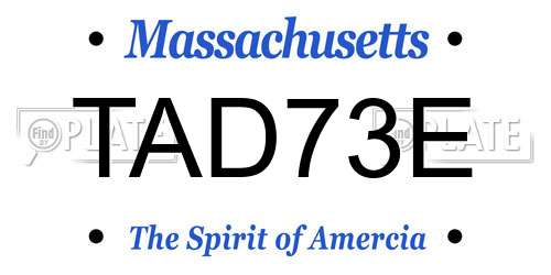 TAD73E Massachusetts License Plate