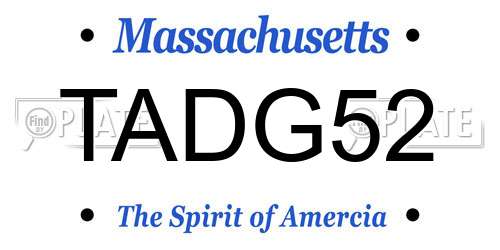 TADG52 Massachusetts License Plate