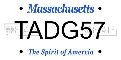 TADG57 Massachusetts License Plate