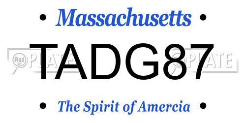 TADG87 Massachusetts License Plate