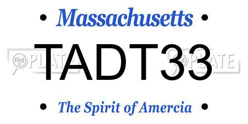 TADT33 Massachusetts License Plate