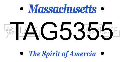TAG5355 Massachusetts License Plate