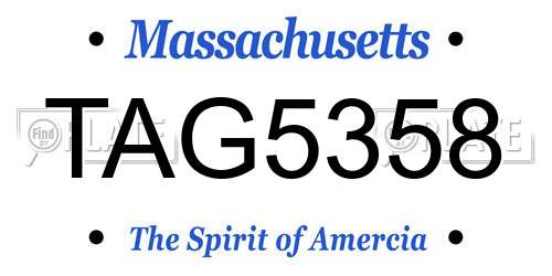 TAG5358 Massachusetts License Plate