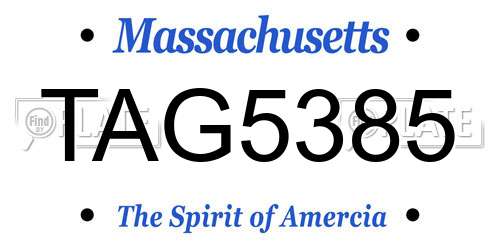 TAG5385 Massachusetts License Plate