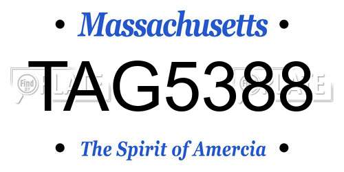 TAG5388 Massachusetts License Plate