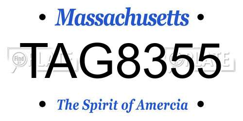 TAG8355 Massachusetts License Plate