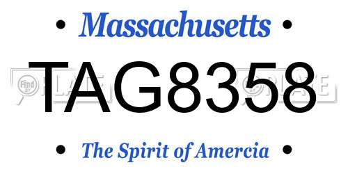 TAG8358 Massachusetts License Plate