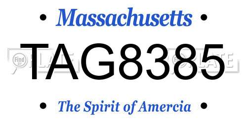 TAG8385 Massachusetts License Plate