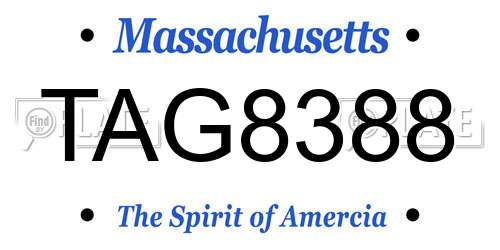 TAG8388 Massachusetts License Plate