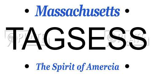 TAGSESS Massachusetts License Plate