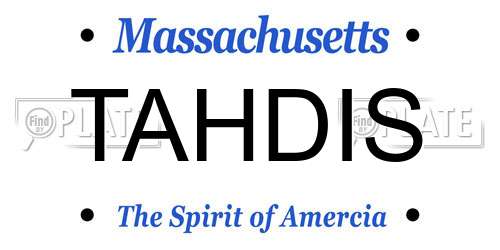 TAHDIS Massachusetts License Plate