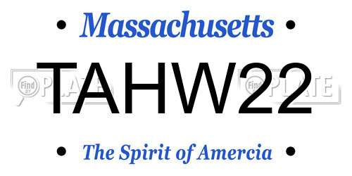 TAHW22 Massachusetts License Plate