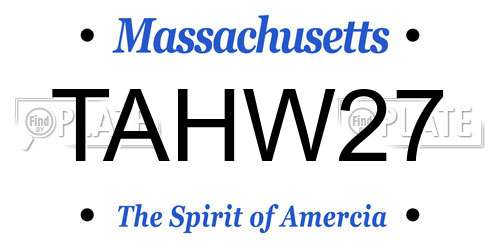 TAHW27 Massachusetts License Plate