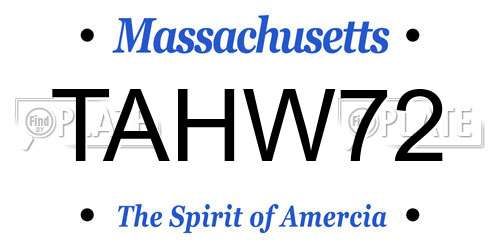 TAHW72 Massachusetts License Plate