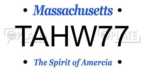 TAHW77 Massachusetts License Plate