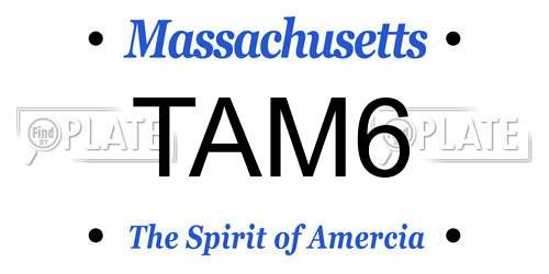 TAM6 Massachusetts License Plate