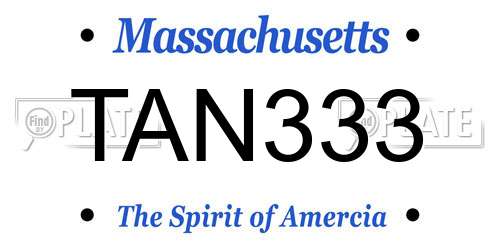TAN333 Massachusetts License Plate
