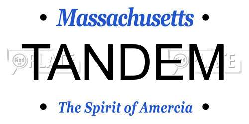 TANDEM Massachusetts License Plate