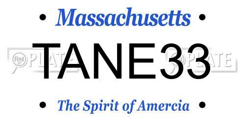TANE33 Massachusetts License Plate