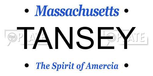 TANSEY Massachusetts License Plate