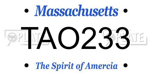 TAO233 Massachusetts License Plate
