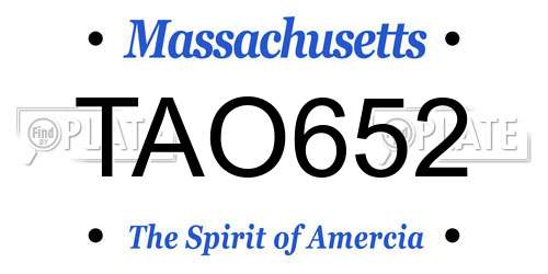 TAO652 Massachusetts License Plate