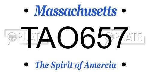 TAO657 Massachusetts License Plate