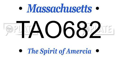 TAO682 Massachusetts License Plate