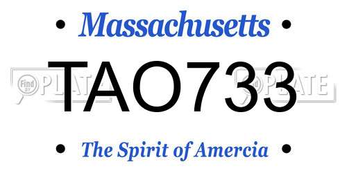 TAO733 Massachusetts License Plate