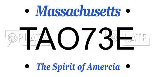 TAO73E Massachusetts License Plate