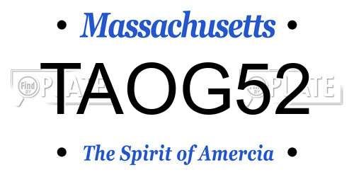 TAOG52 Massachusetts License Plate